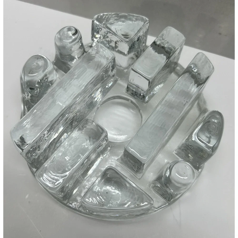 LA VIDA CRYSTAL MAZE ICE BLOCK VOTIVE CANDLEHOLDER POLAND PRISTINE LABEL